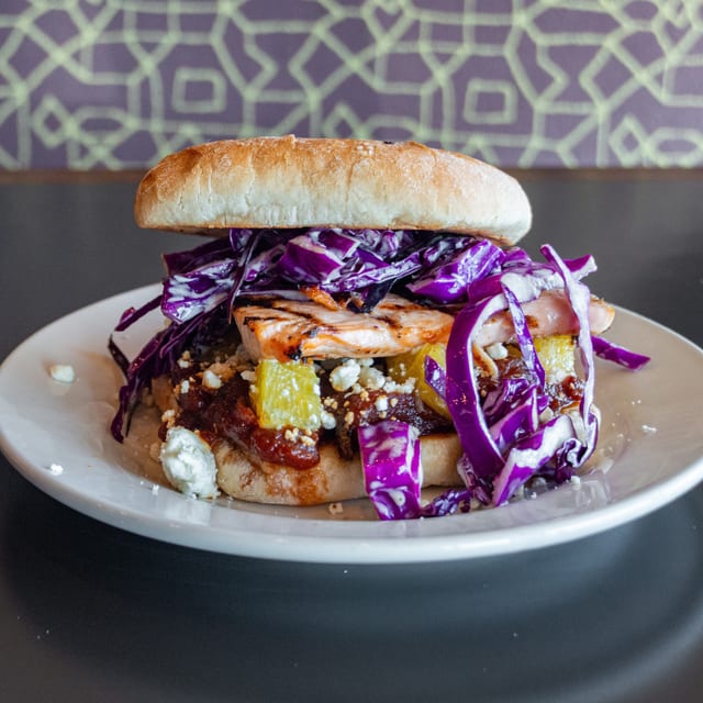 BBQ Salmon Sandwich.