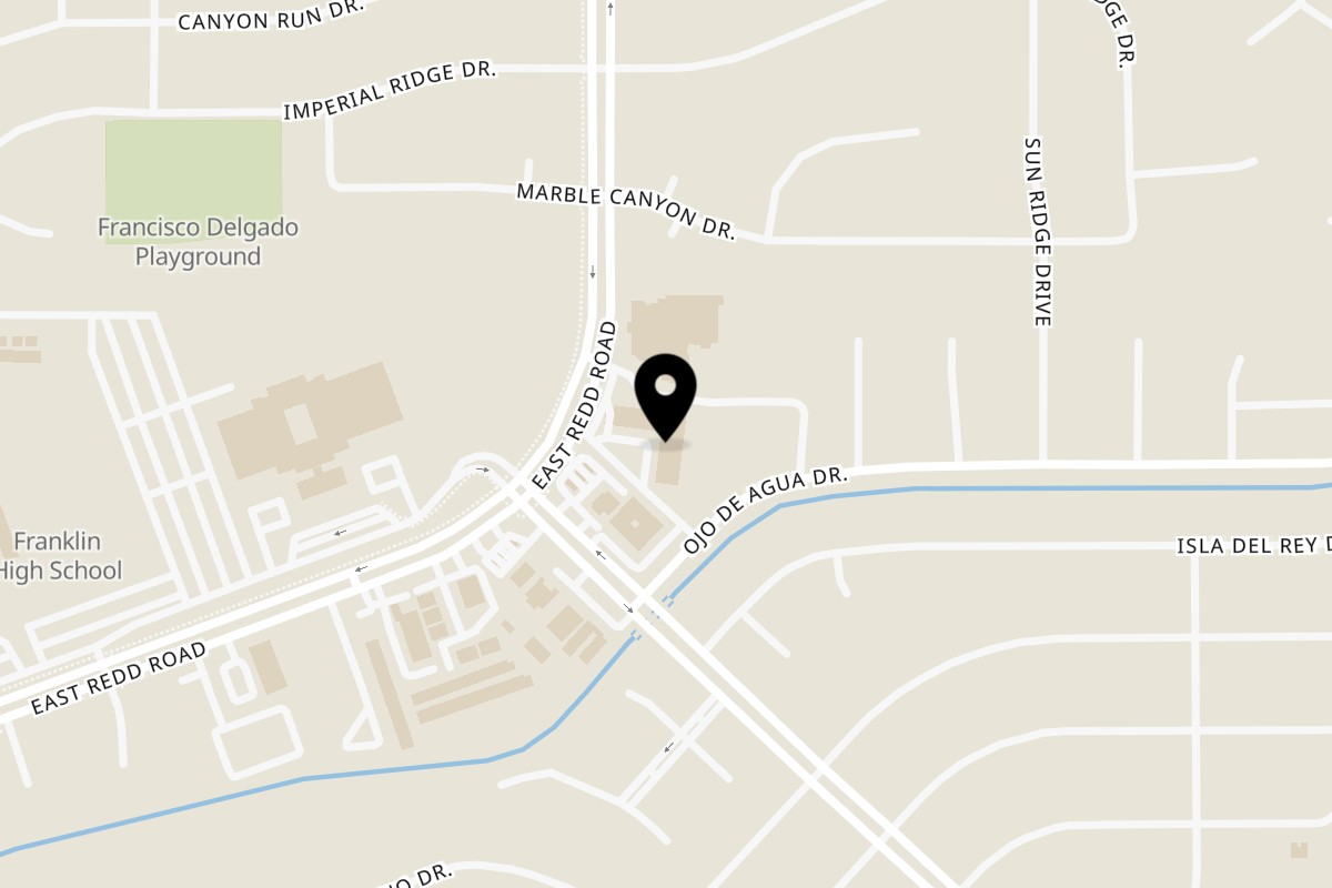 Map showing the location of Ripe Eatery on 910 E Redd Rd in El Paso